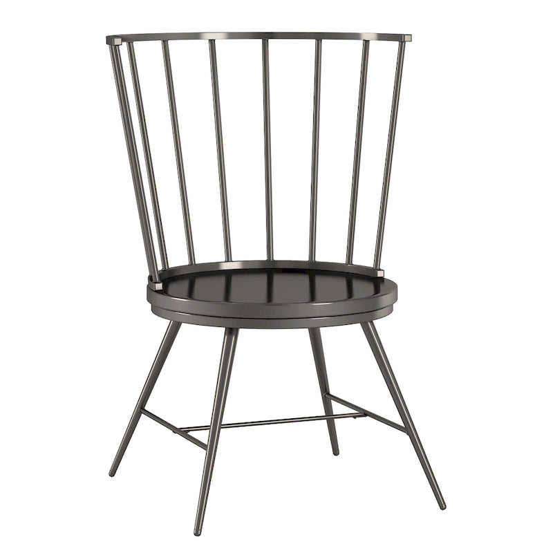 High-Back Metal and Wood Dining Chairs, Set of 2