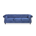 Tufted Velvet Chesterfield Sofa, Midnight Blue