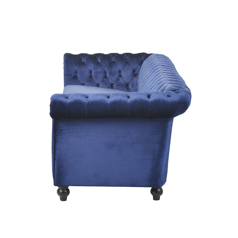 Tufted Velvet Chesterfield Sofa, Midnight Blue