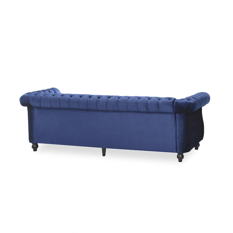 Tufted Velvet Chesterfield Sofa, Midnight Blue