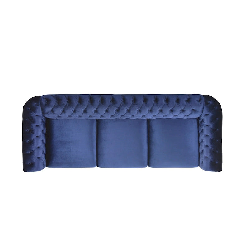 Tufted Velvet Chesterfield Sofa, Midnight Blue