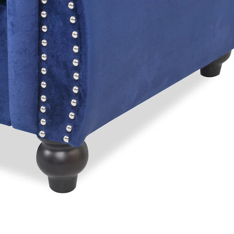 Tufted Velvet Chesterfield Sofa, Midnight Blue