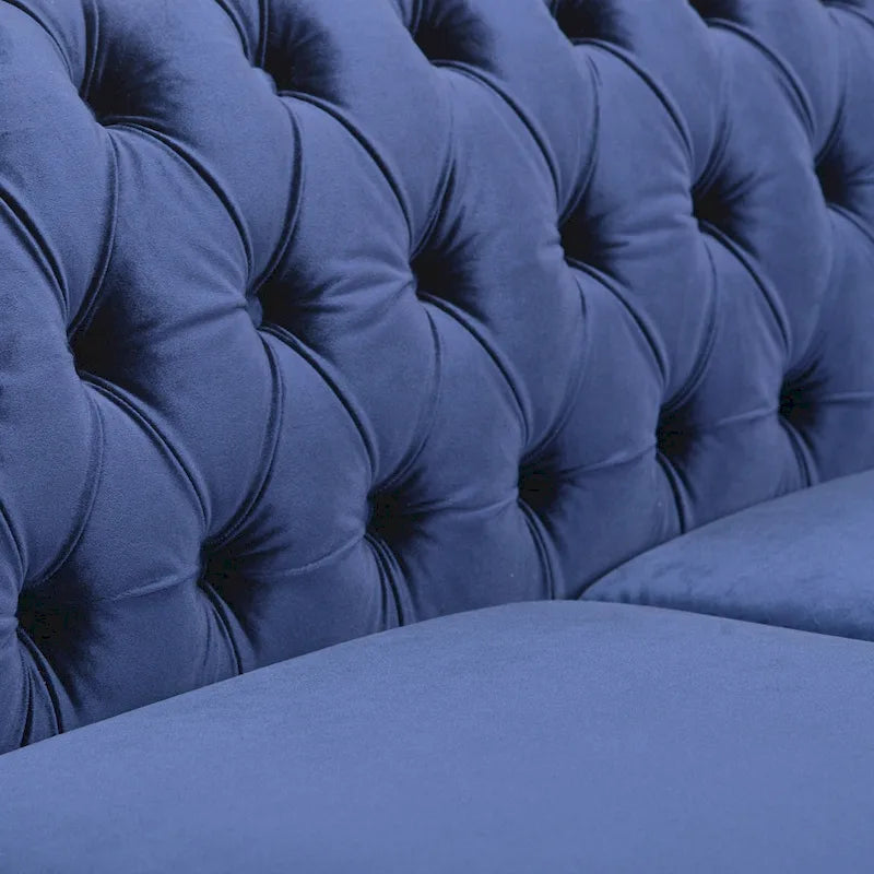 Tufted Velvet Chesterfield Sofa, Midnight Blue