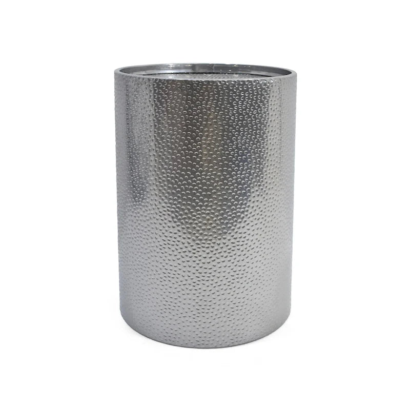 Round Hammered Iron Accent Table, 16 Inches