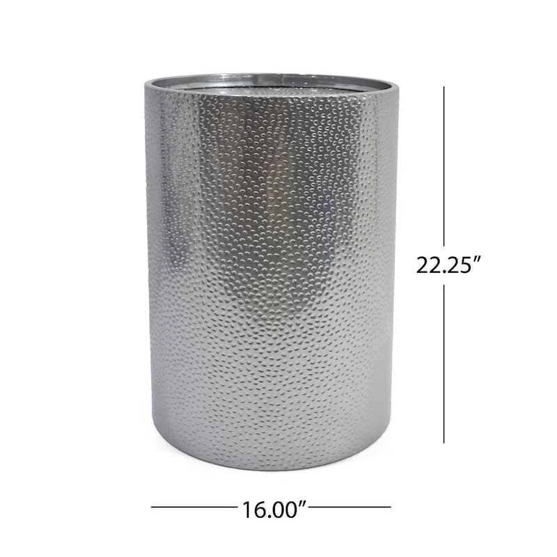 Round Hammered Iron Accent Table, 16 Inches