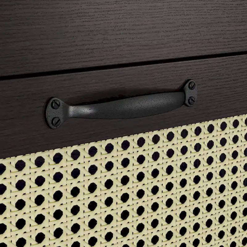 Espresso Four-Drawer Chest with Faux Rattan Fronts