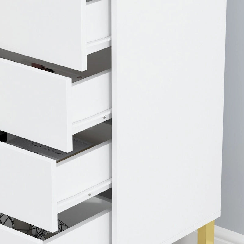 23.6-Inch White and Black 5-Drawer Chest