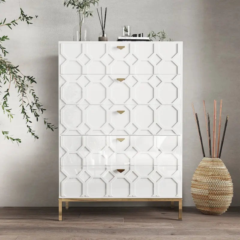 Clihome Wooden 5-Drawer Storage Chest