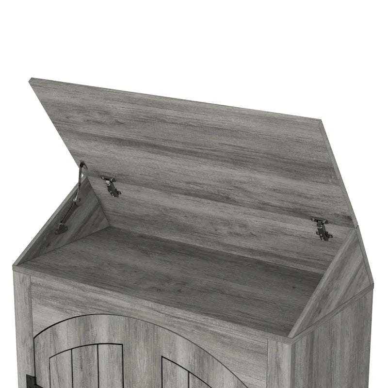 Farmhouse Shoe Cabinet with Adjustable Shelves and Lift-Top Storage