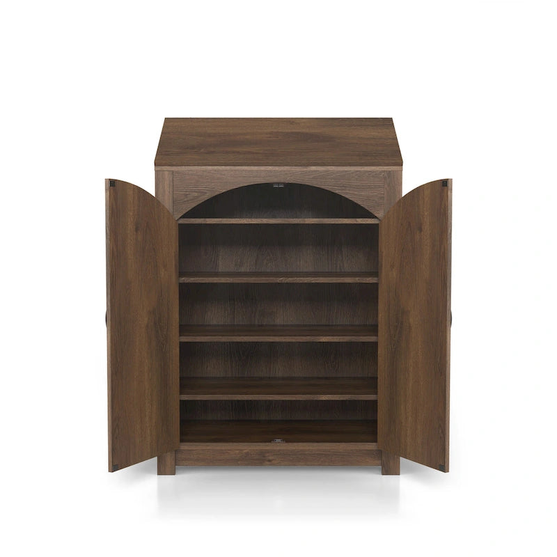 Farmhouse Shoe Cabinet with Adjustable Shelves and Lift-Top Storage