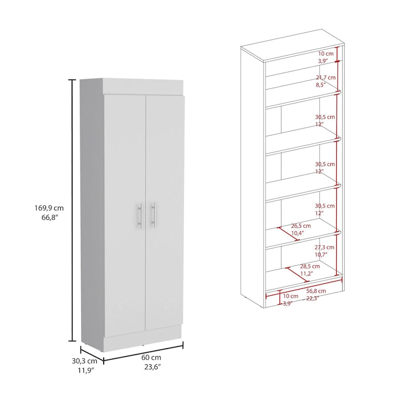 Two-Door Pantry Cabinet with Five Shelves