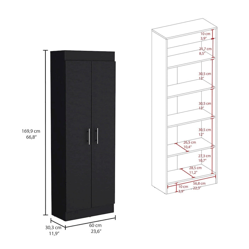 Two-Door Pantry Cabinet with Five Shelves