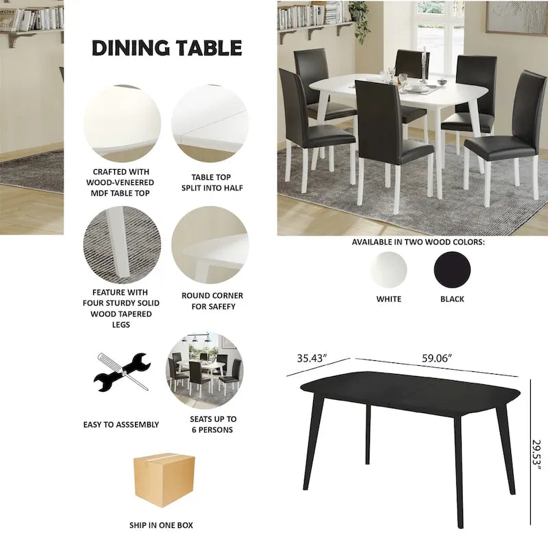Modern Rectangular Dining Table for Six