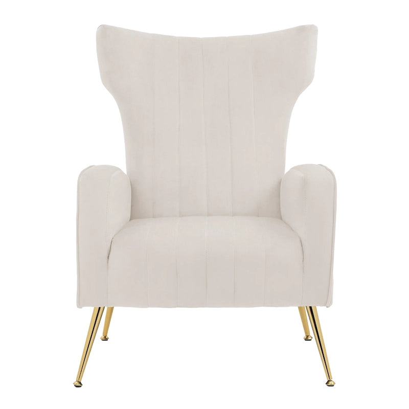 Velvet Wingback Accent Chair with Gold-Tone Legs