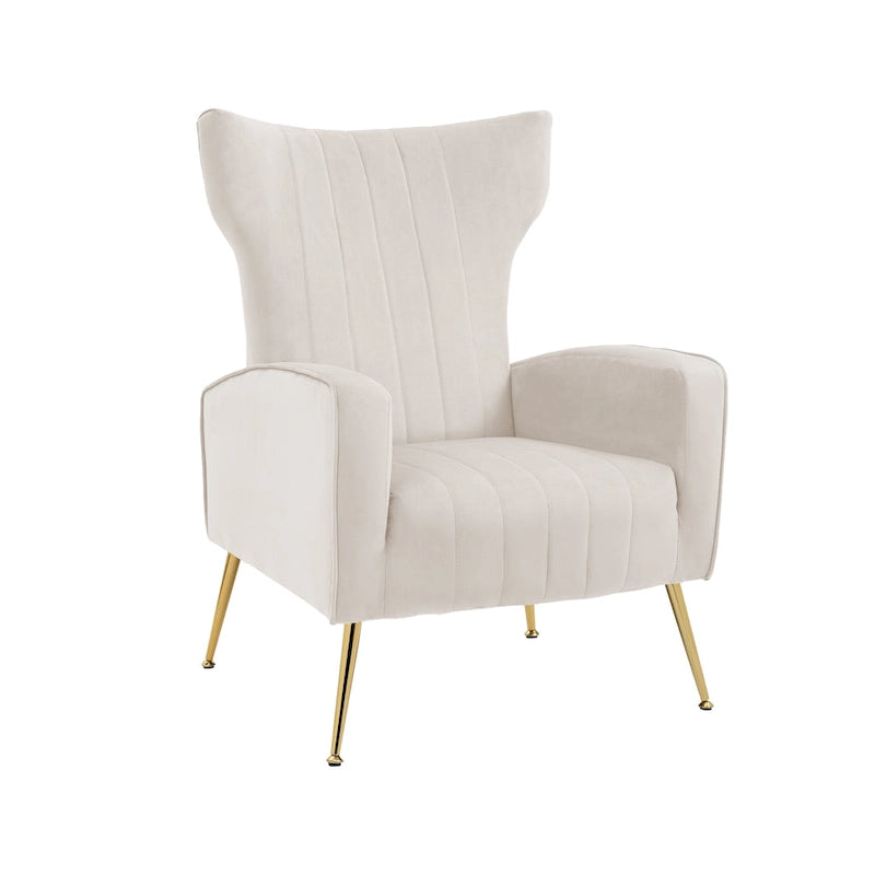 Velvet Wingback Accent Chair with Gold-Tone Legs