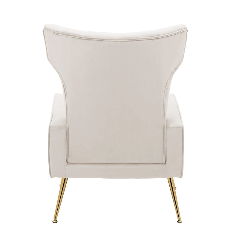Velvet Wingback Accent Chair with Gold-Tone Legs
