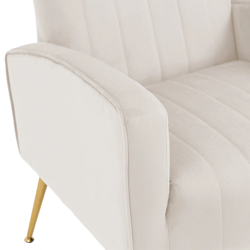 Velvet Wingback Accent Chair with Gold-Tone Legs