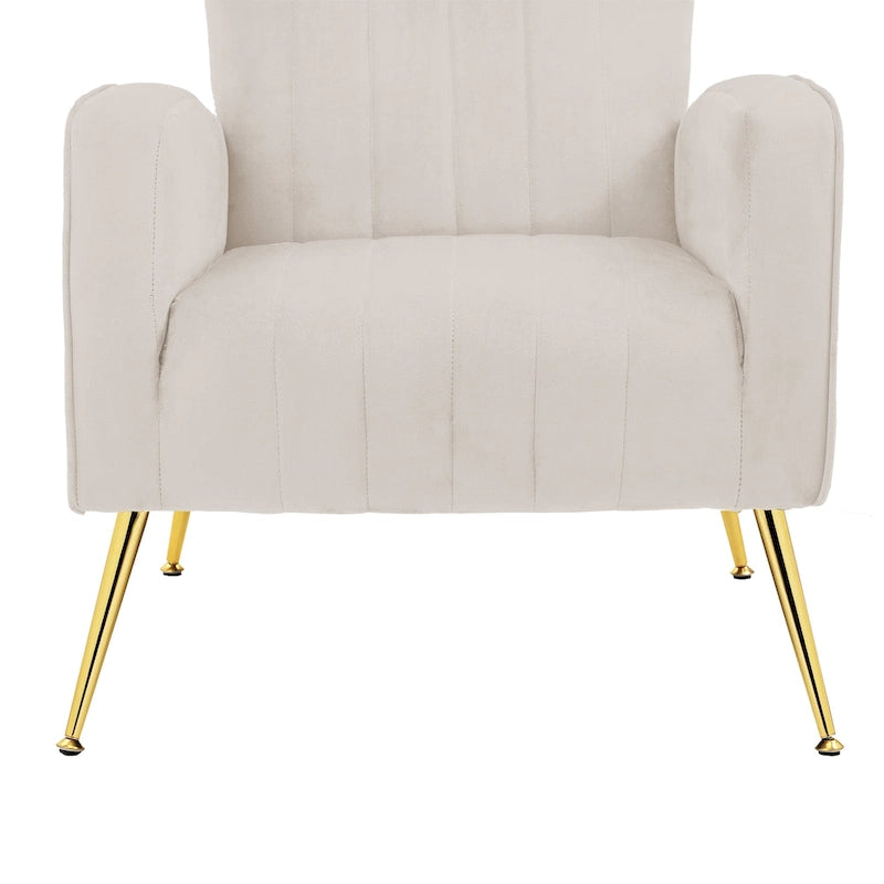 Velvet Wingback Accent Chair with Gold-Tone Legs