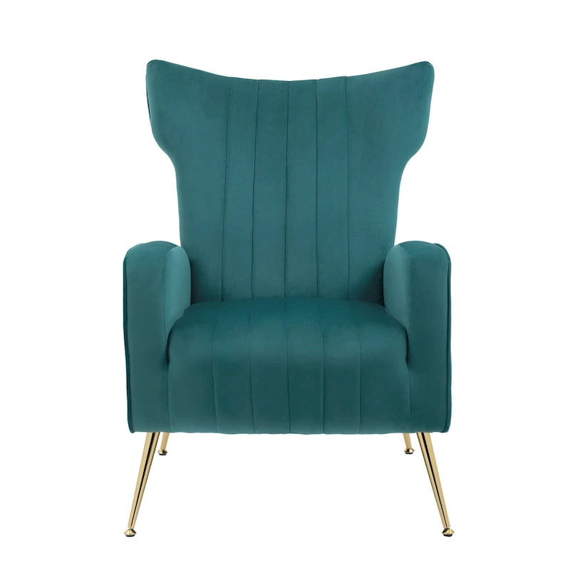 Velvet Wingback Accent Chair with Gold-Tone Legs