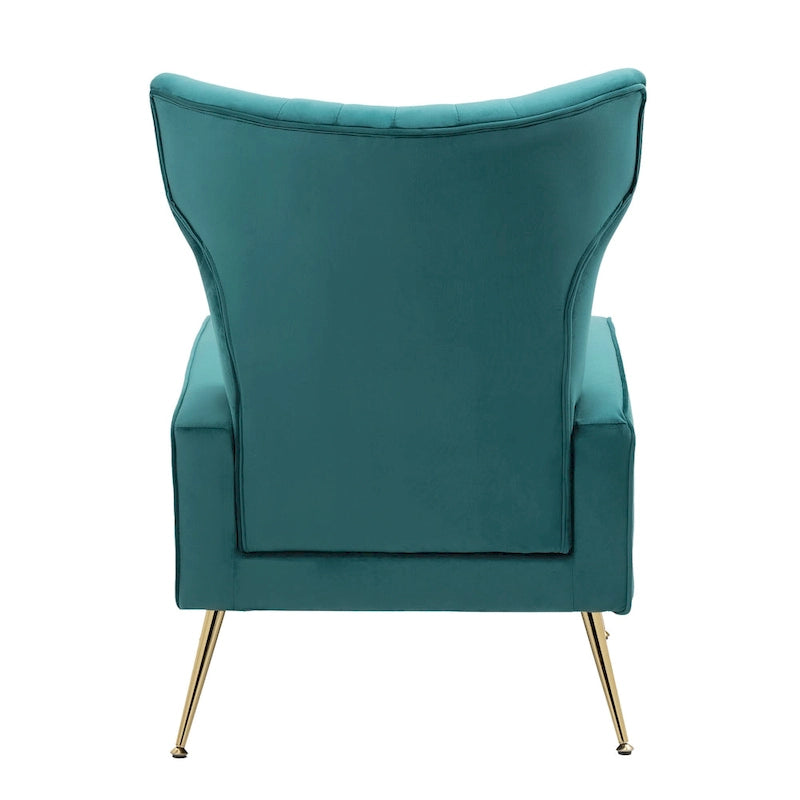 Velvet Wingback Accent Chair with Gold-Tone Legs