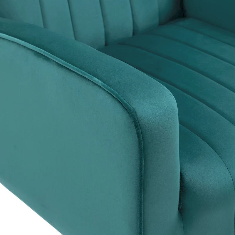 Velvet Wingback Accent Chair with Gold-Tone Legs