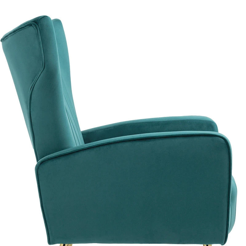 Velvet Wingback Accent Chair with Gold-Tone Legs