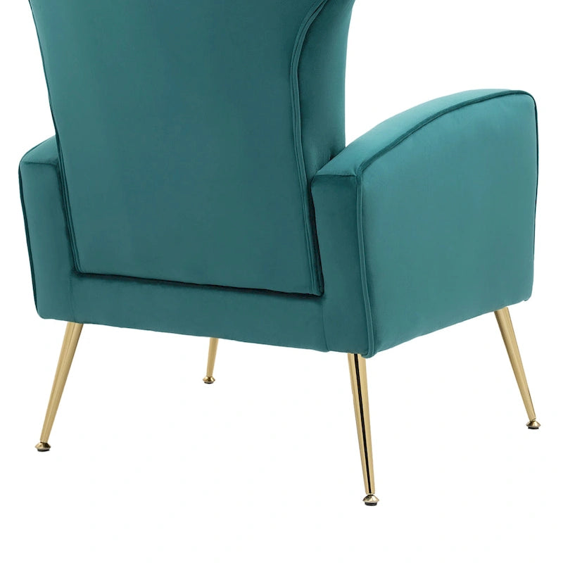 Velvet Wingback Accent Chair with Gold-Tone Legs