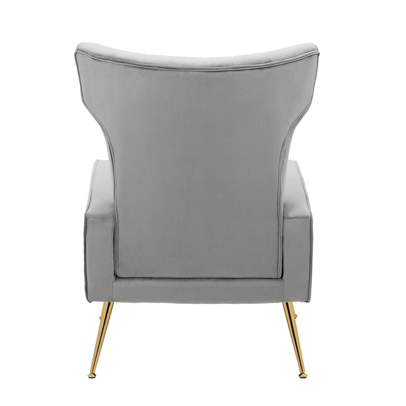 Velvet Wingback Accent Chair with Gold-Tone Legs