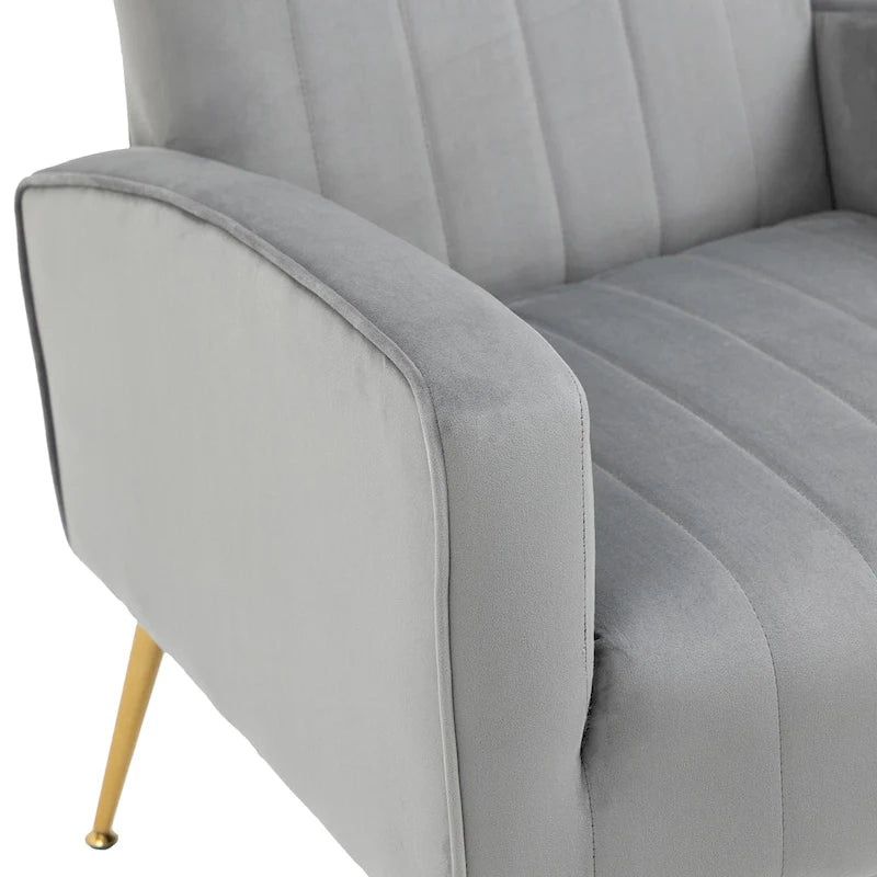 Velvet Wingback Accent Chair with Gold-Tone Legs