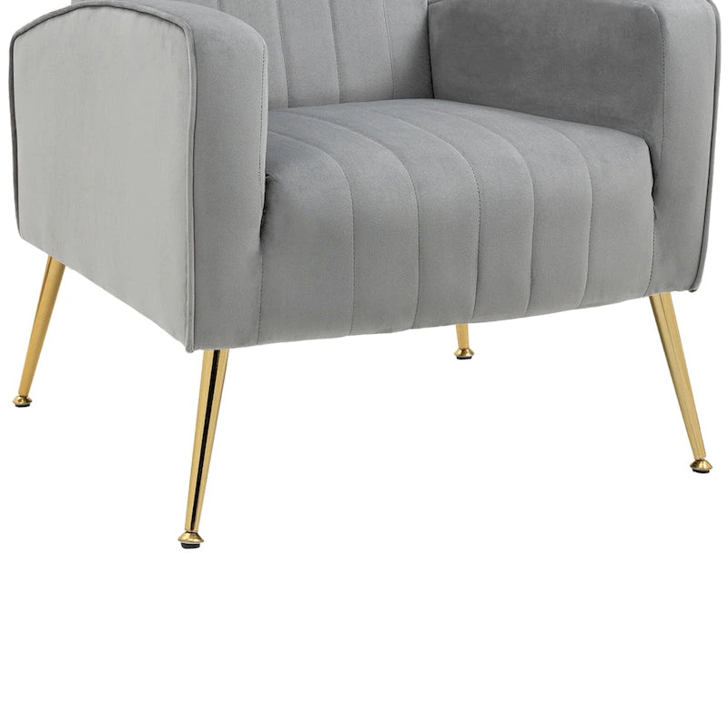 Velvet Wingback Accent Chair with Gold-Tone Legs