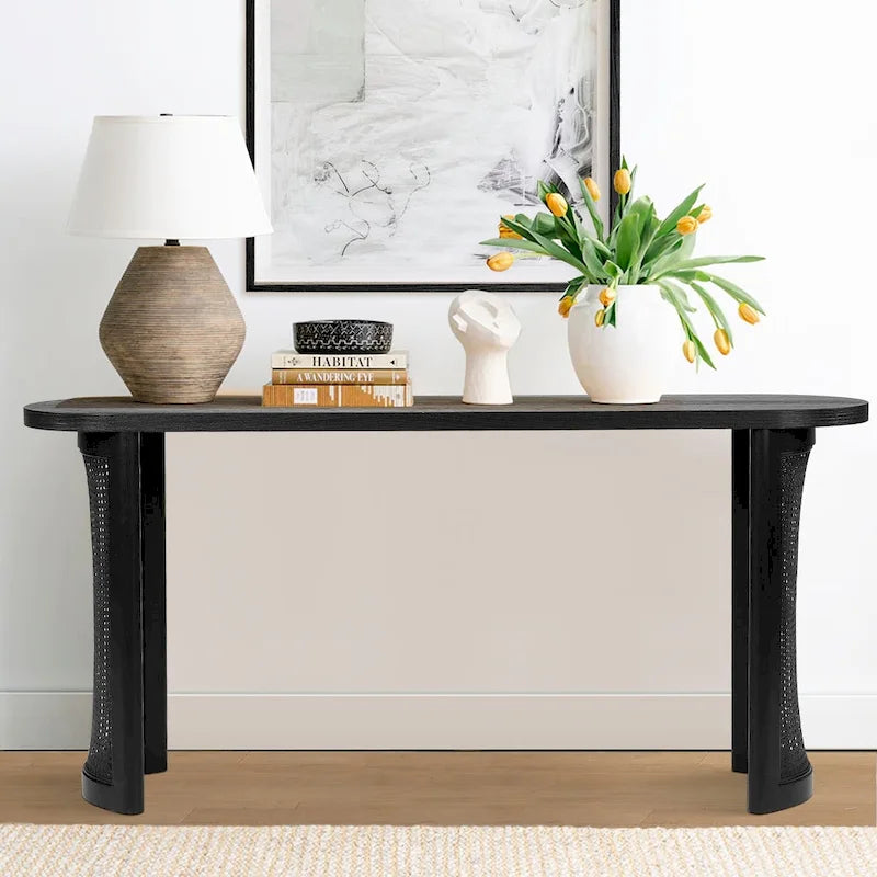 60 Solid Rattan Console Table