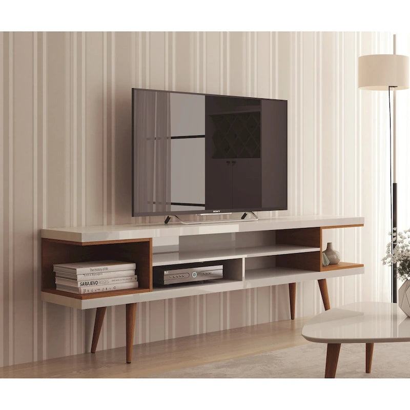 Mid-Century Modern Media Cabinet with Five Open Shelves