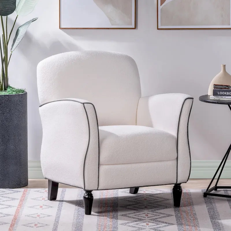 Woven Upholstered Accent Chair with Birch Legs