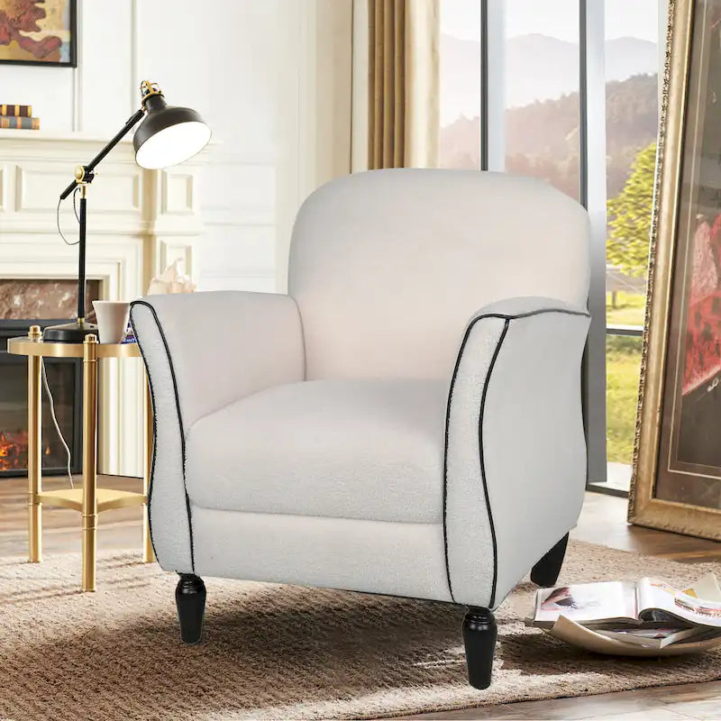 Woven Upholstered Accent Chair with Birch Legs