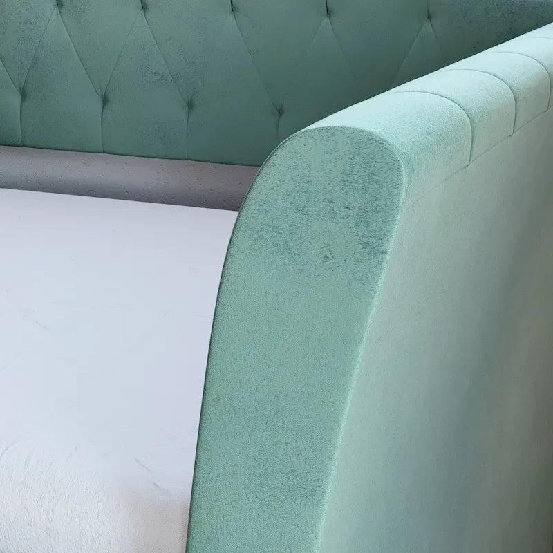 Velvet Upholstered Twin Daybed with Trundle