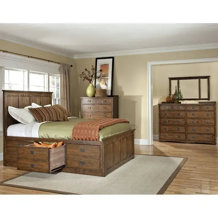 Solid Oak Panel Headboard with Craftsman Details