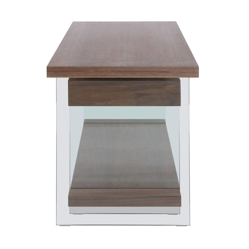 Rotating Glass and Walnut Veneer Desk