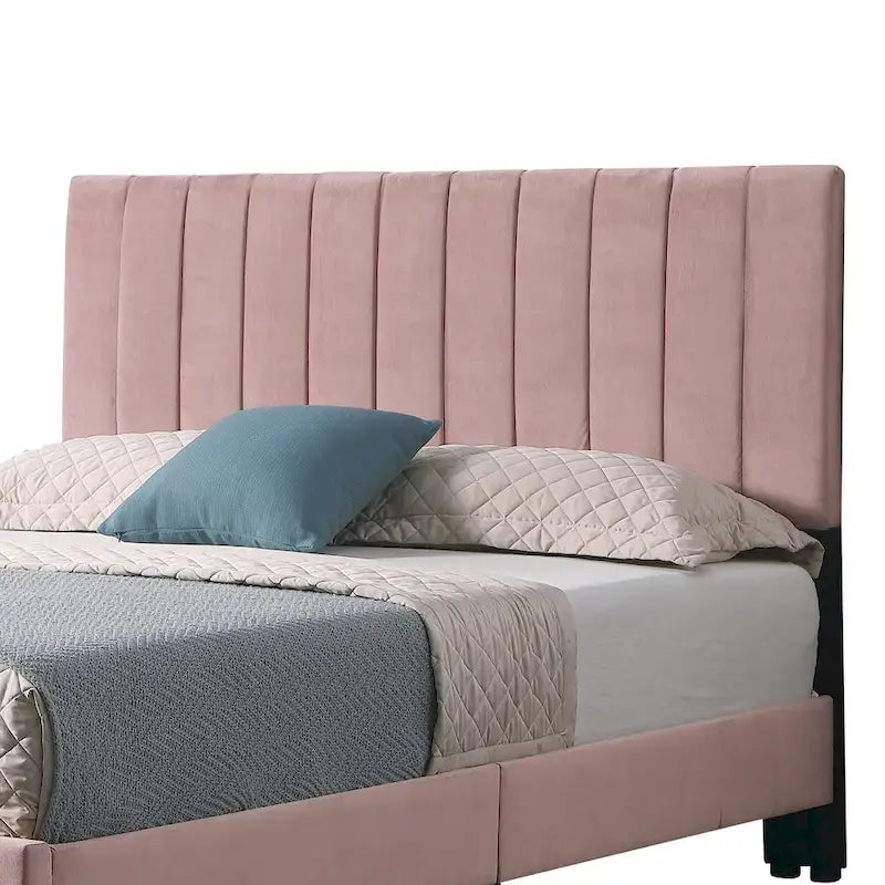 Mid-Century Tufted Pink Platform Bed