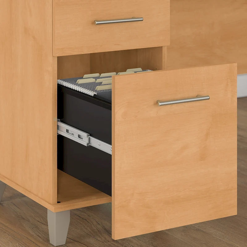 72-Inch Office Desk with Hutch and 5-Shelf Bookcase, Ash Gray