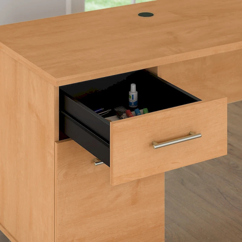 72-Inch Office Desk with Hutch and 5-Shelf Bookcase, Ash Gray