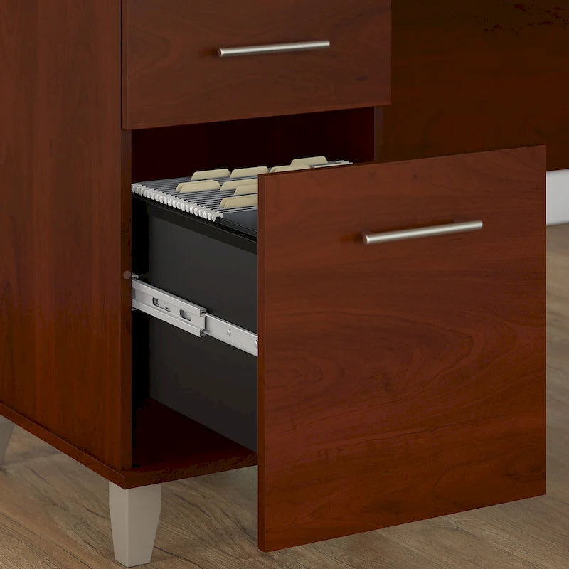 72-Inch Office Desk with Hutch and 5-Shelf Bookcase, Ash Gray