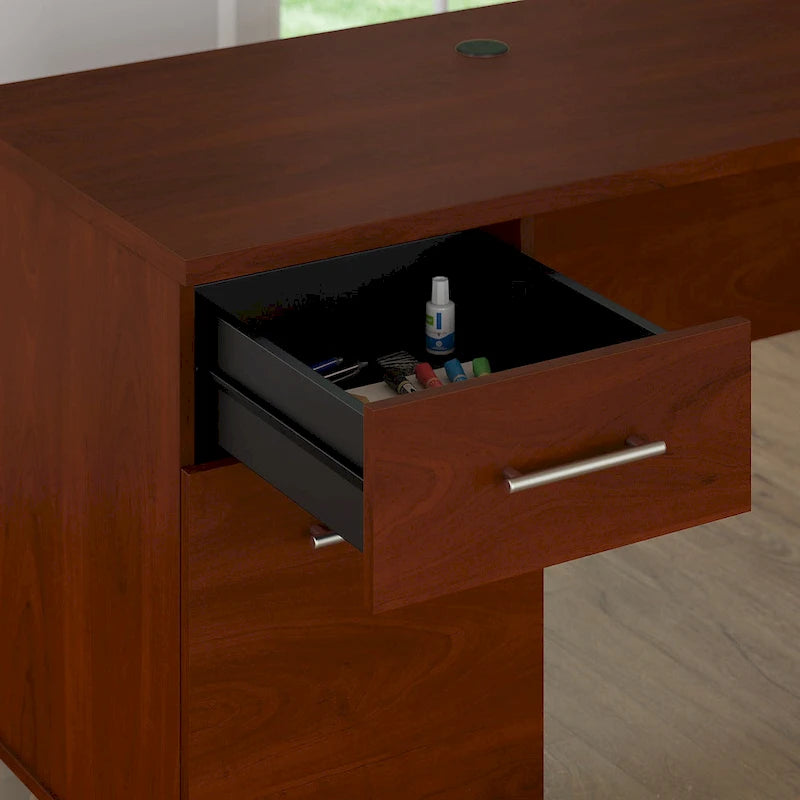 72-Inch Office Desk with Hutch and 5-Shelf Bookcase, Ash Gray
