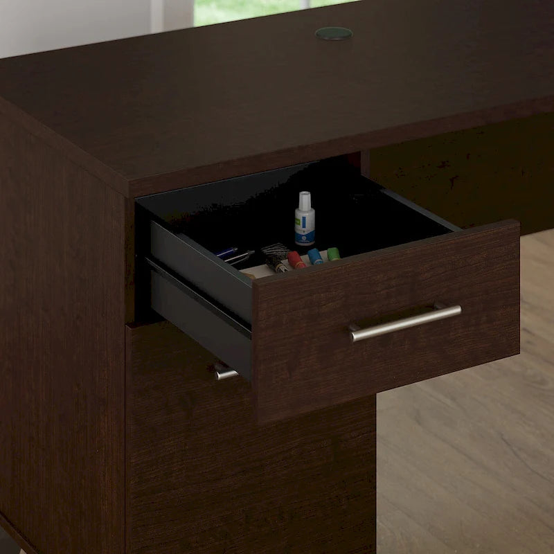 72-Inch Office Desk with Hutch and 5-Shelf Bookcase, Ash Gray