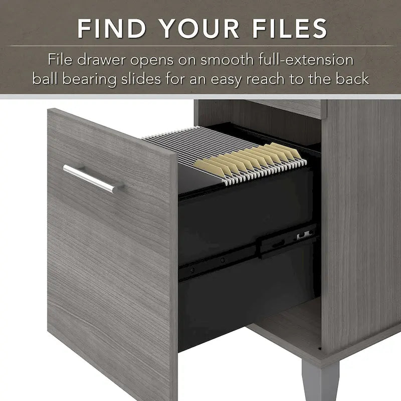 72-Inch Office Desk with Hutch and 5-Shelf Bookcase, Ash Gray