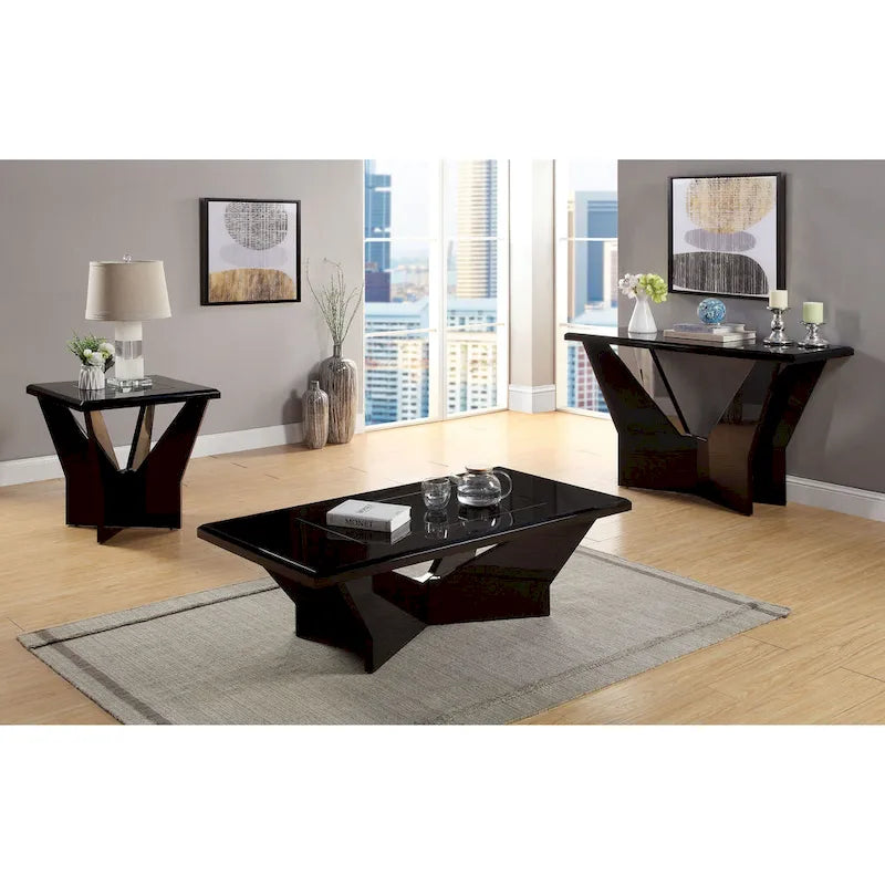 22-Inch Glass-Top End Table with Sculptural Base