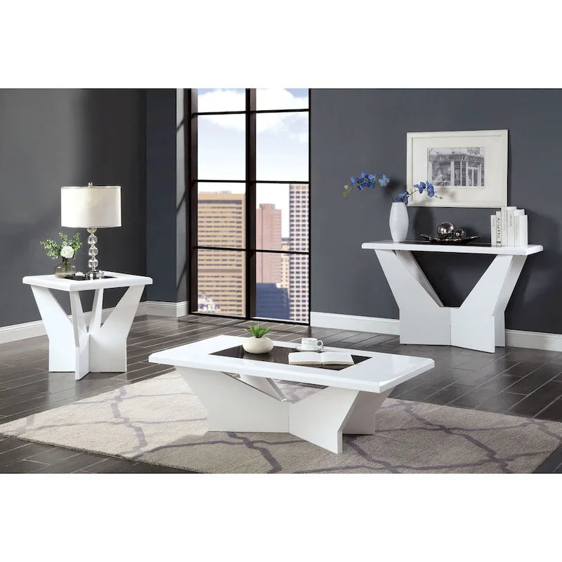 22-Inch Glass-Top End Table with Sculptural Base