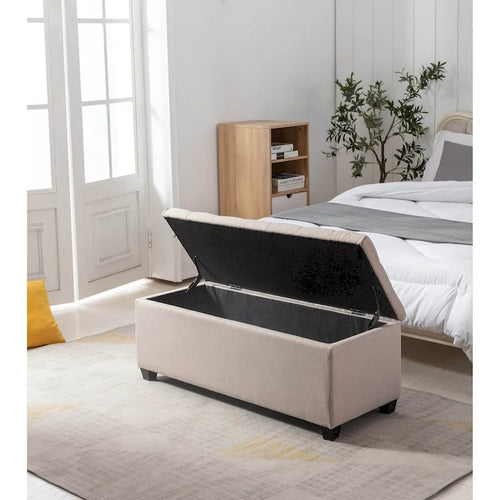 46.5-Inch Upholstered Flip-Top Storage Bench