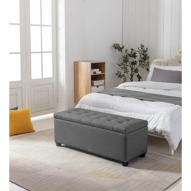 46.5-Inch Upholstered Flip-Top Storage Bench