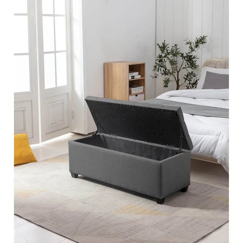 46.5-Inch Upholstered Flip-Top Storage Bench