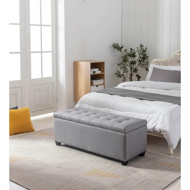46.5-Inch Upholstered Flip-Top Storage Bench